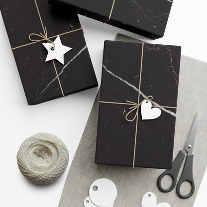 Black Marble Gift Wrapping Paper – Black and White Stone-Inspired Print