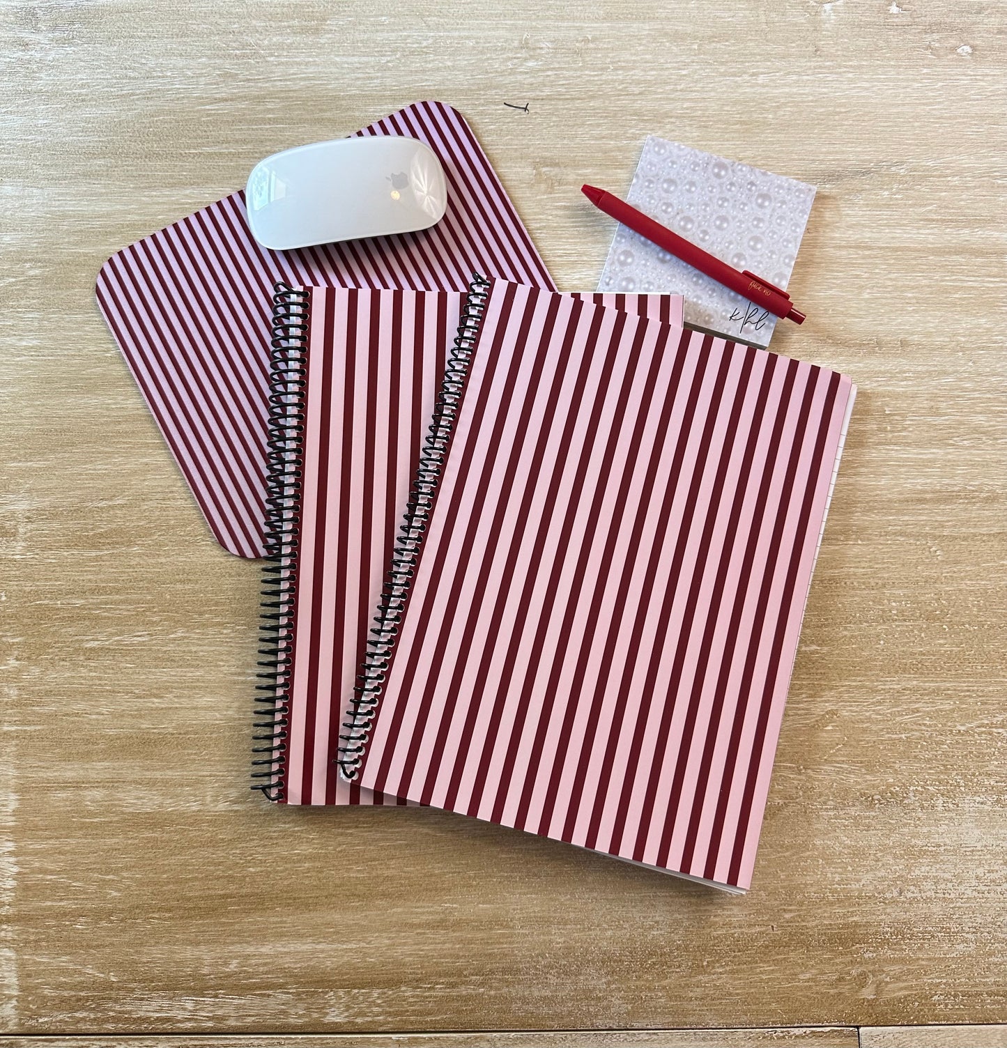 Pink + Red Striped Notebook
