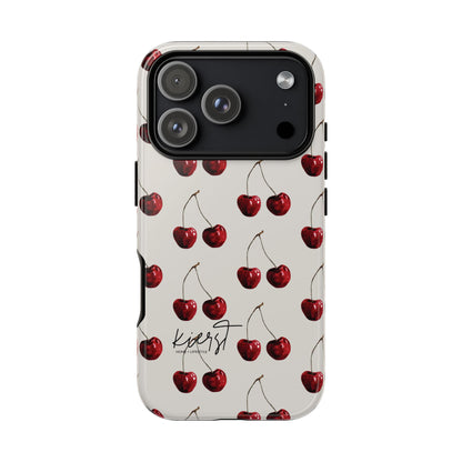 Moody Cherry Stems on White Bone iPhone Case