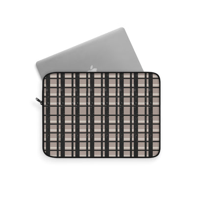 Tan, Black, Black Glitter Plaid Laptop Sleeve