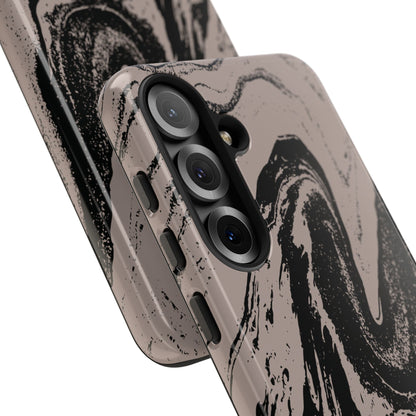 Black Marble on Taupe Samsung Galaxy Phone Case