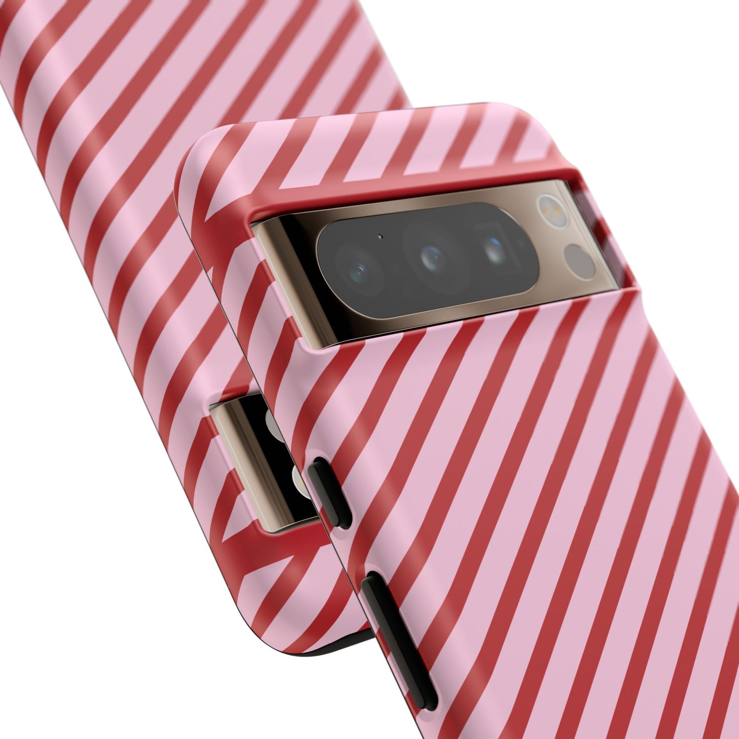 Holiday 25 Pink and Red Diagonal Striped Google Pixel Phone Case