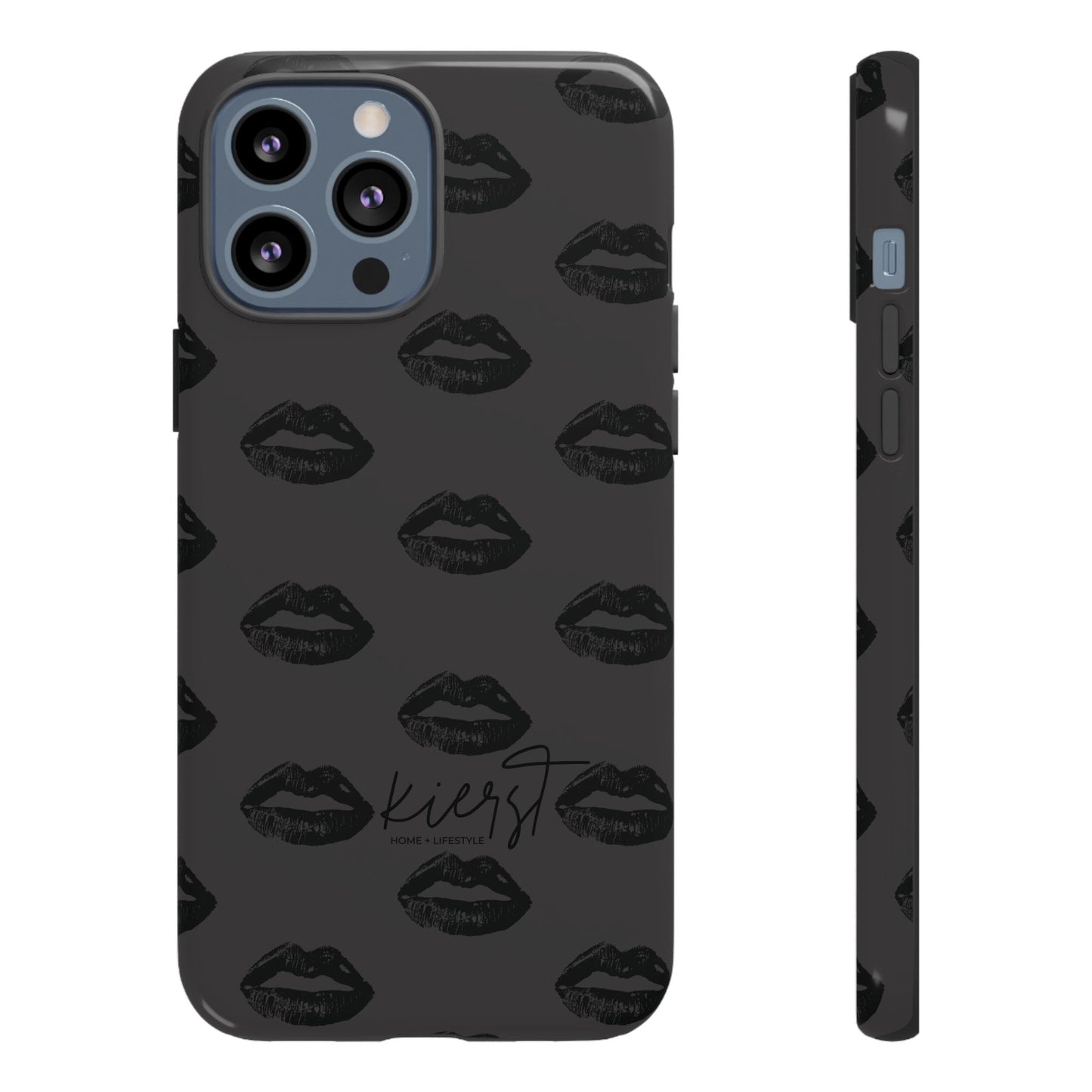 Black Lips on Charcoal iPhone Case