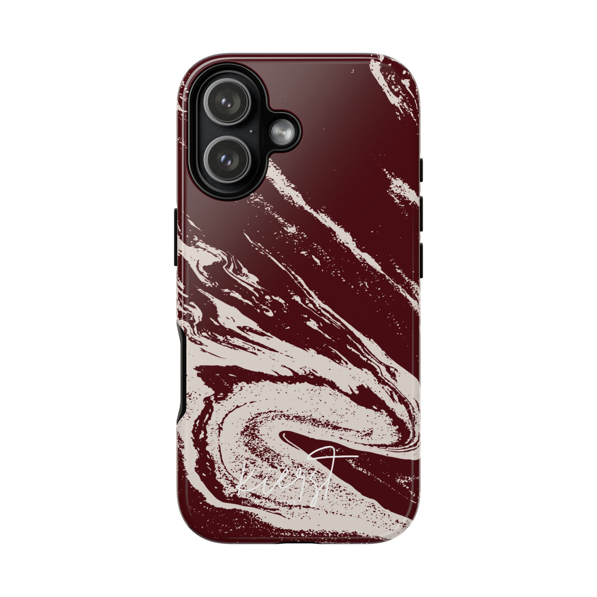 Cream Marble on Signature Velvet Noir iPhone Case
