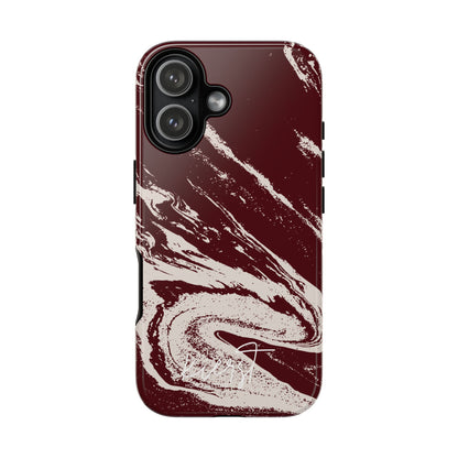 Cream Marble on Signature Velvet Noir iPhone Case