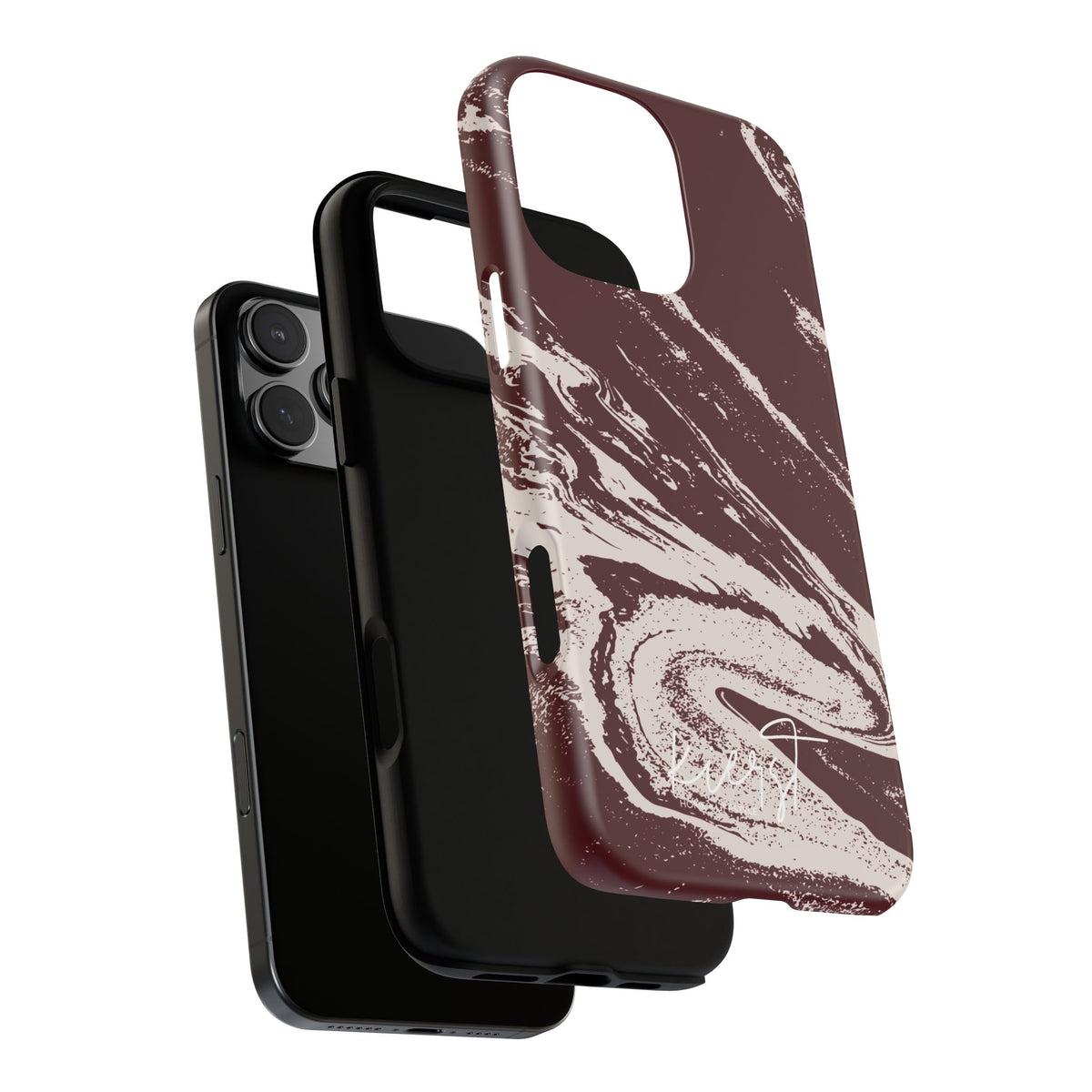 Cream Marble on Signature Velvet Noir iPhone Case