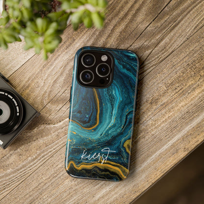 Teal & Gold Marble iPhone Case