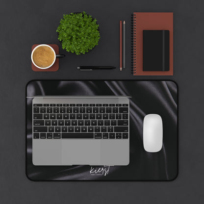 Black Silk Print Desk Mat