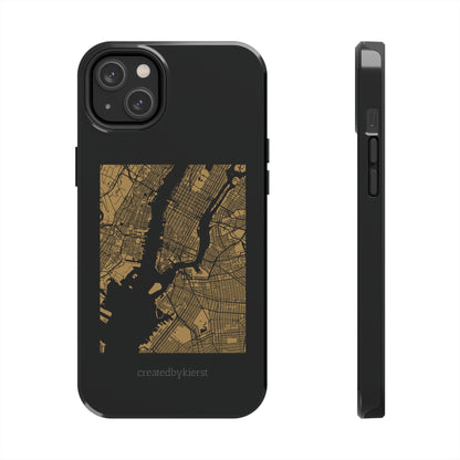 Black and Gold NYC Map iPhone Case