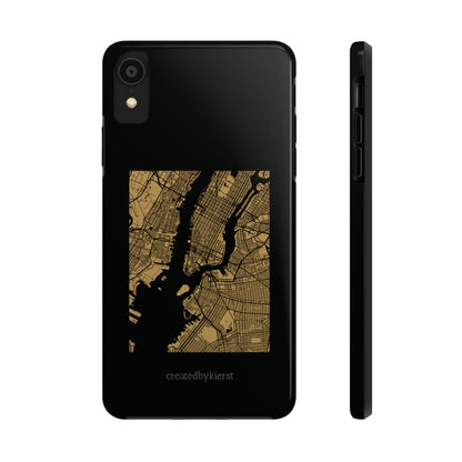 Black and Gold NYC Map iPhone Case