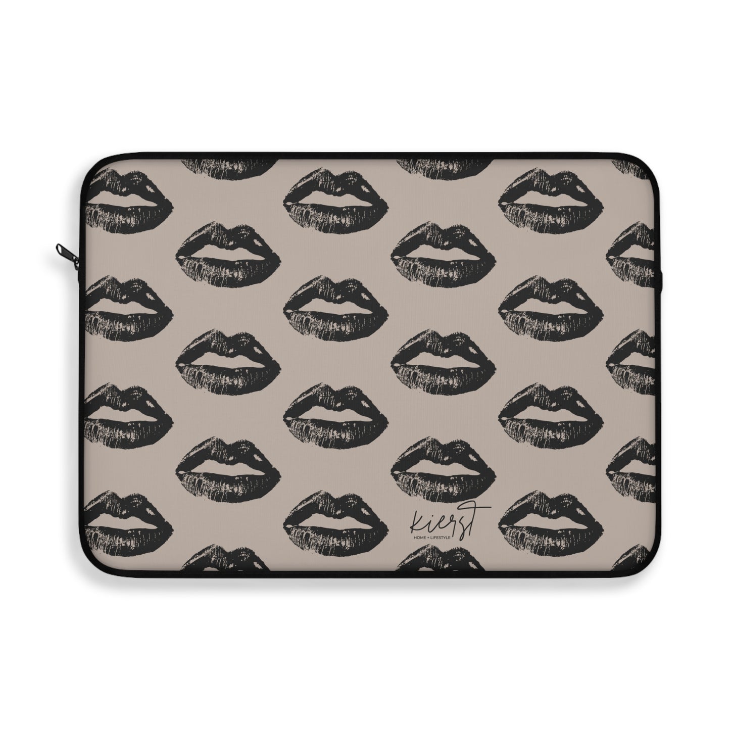 Black Lips on Oat Laptop Sleeve | Soft Neutrals, Bold Mood