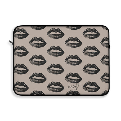 Black Lips on Oat Laptop Sleeve | Soft Neutrals, Bold Mood