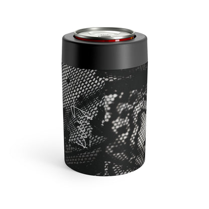 Black + White Lace Print Can Holder