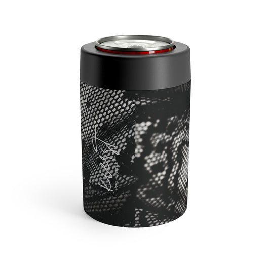 Black + White Lace Print Can Holder