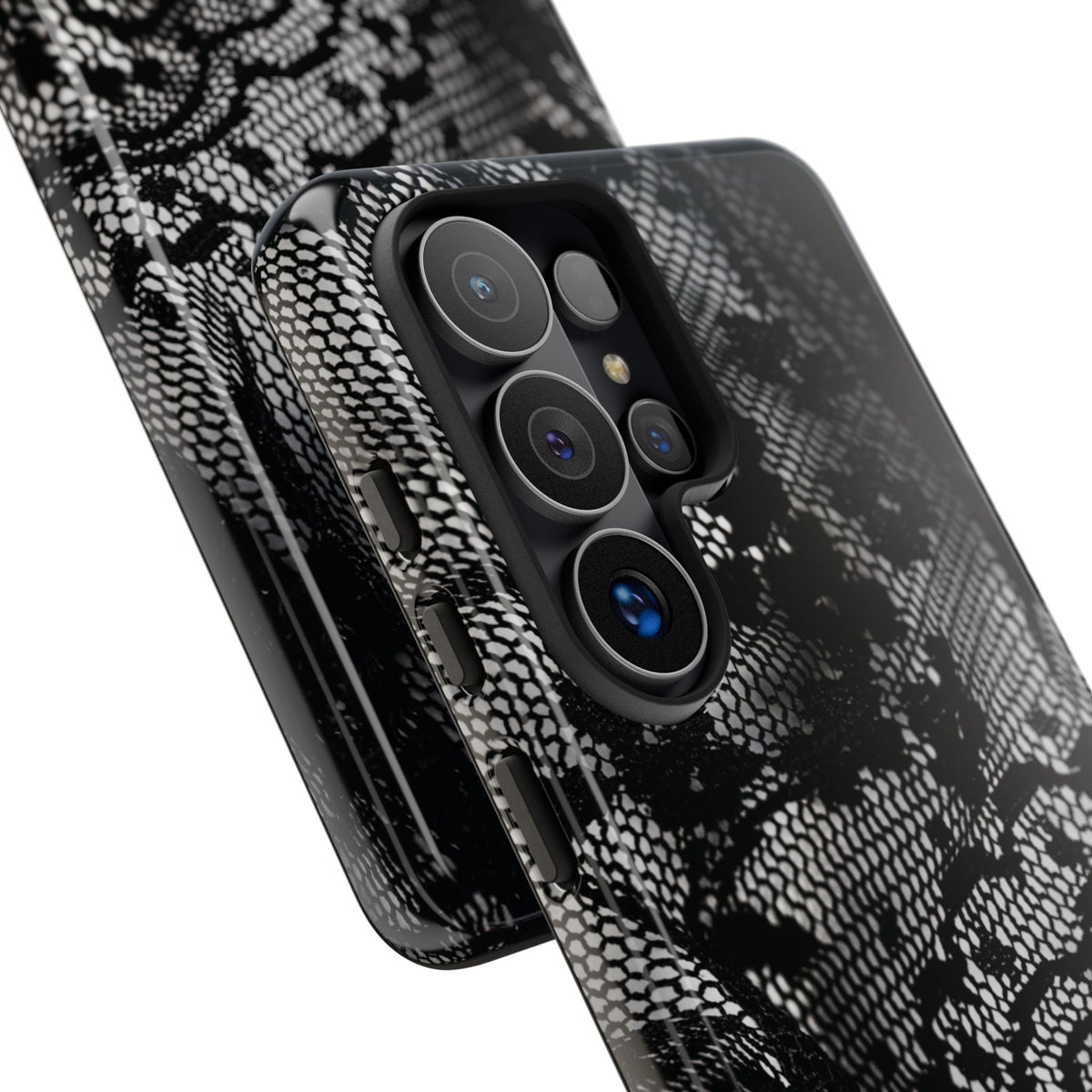 Black + White Lace Print Samsung Galaxy Phone Case