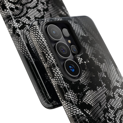 Black + White Lace Print Samsung Galaxy Phone Case