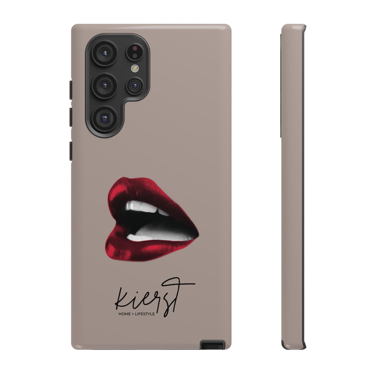 Vintage Red Lips on Taupe Samsung Galaxy Phone Case
