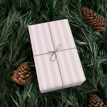 kierst Signature Pink and Cream Striped Wrapping Paper