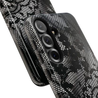 Black + White Lace Print Samsung Galaxy Phone Case