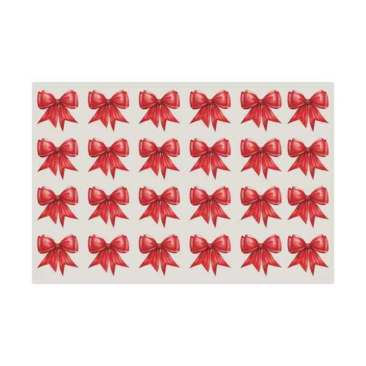 Printed Red Bows on Bone Gift Wrapping Paper