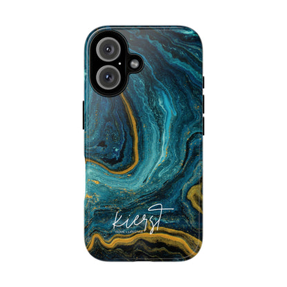 Teal & Gold Marble iPhone Case