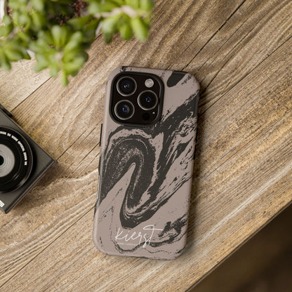 Taupe and Black Marble iPhone Case