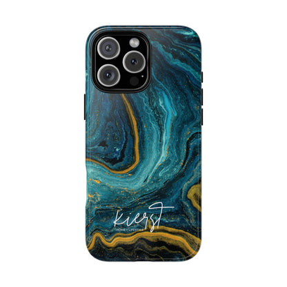 Teal & Gold Marble iPhone Case