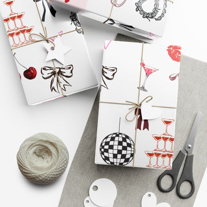 Grey Edge of Romance Wrapping Paper | Glamorous Sticker-Inspired Gift Wrap