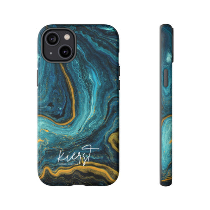 Gold & Teal Marble iPhone Case | Swirled Boldness, Everyday Luxury