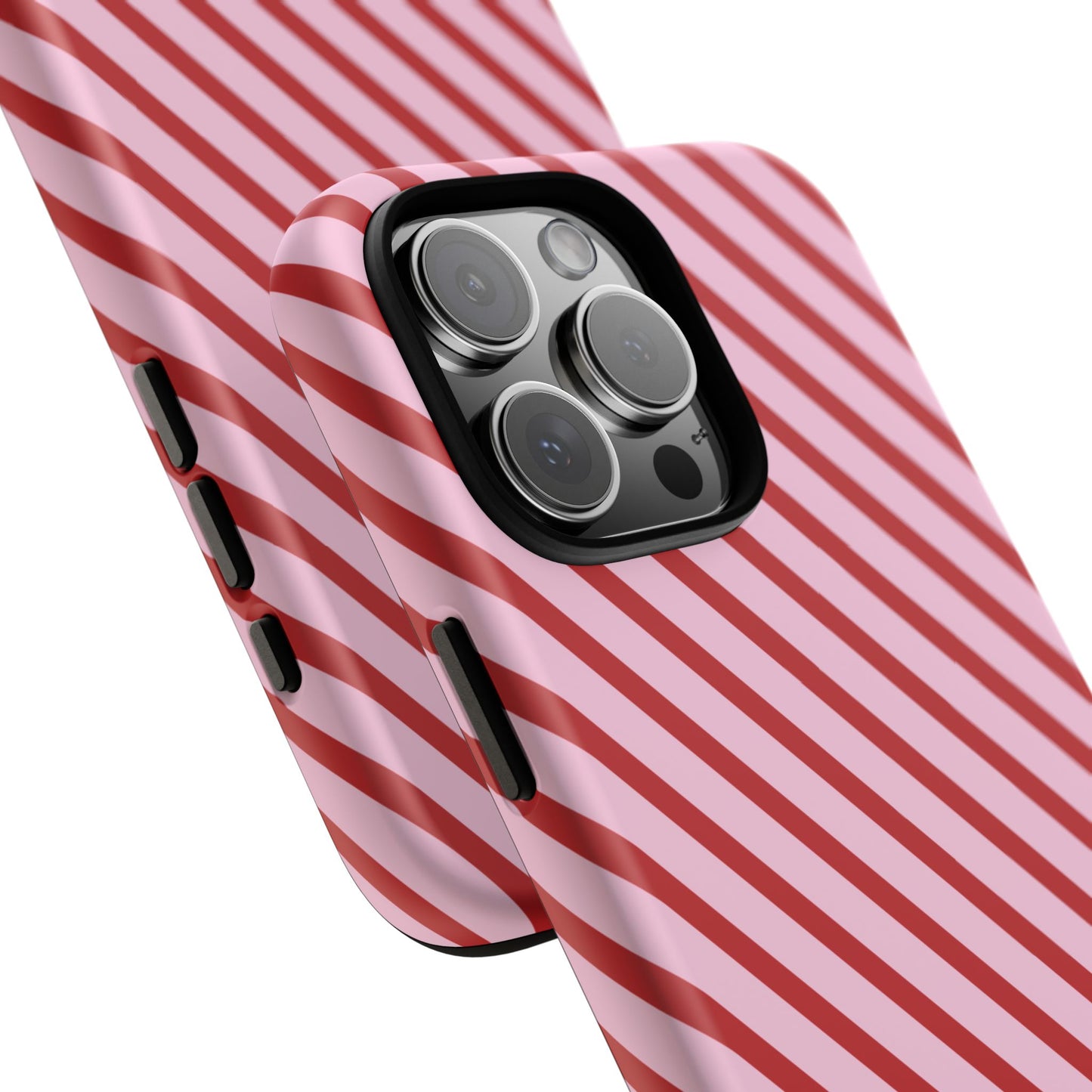 Holiday 25 Pink and Red Diagonal Striped iPhone Case