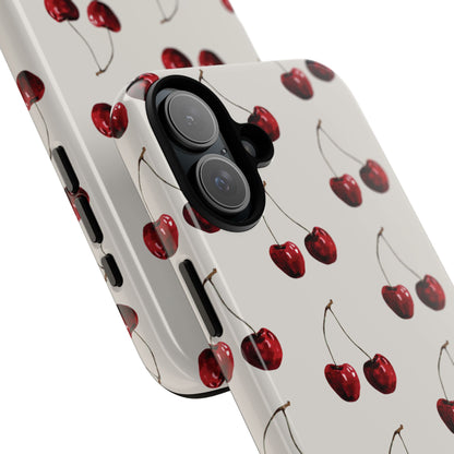 Moody Cherry Stems on White Bone iPhone Case | Timeless Contrast With A Twist of Charm