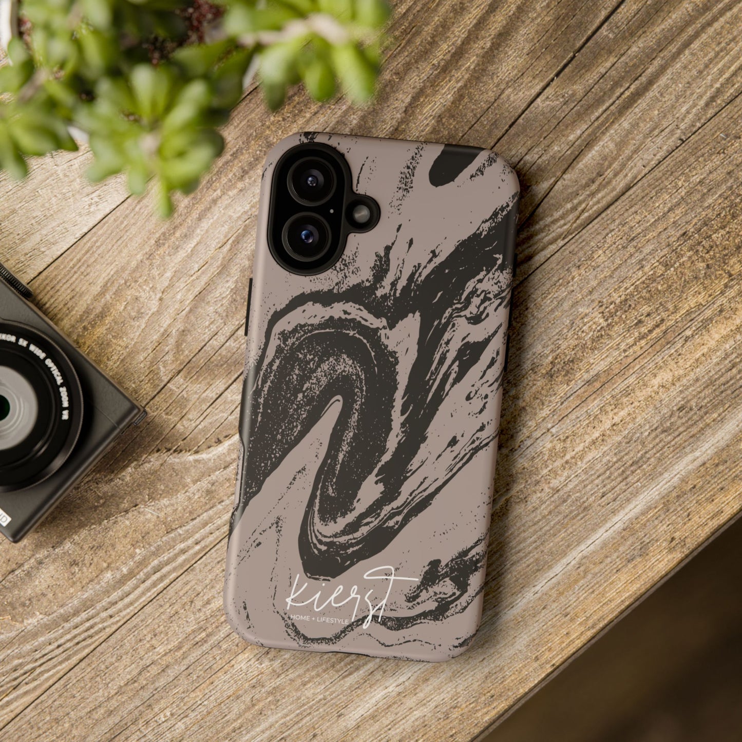 Taupe and Black Marble iPhone Case