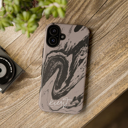 Taupe and Black Marble iPhone Case