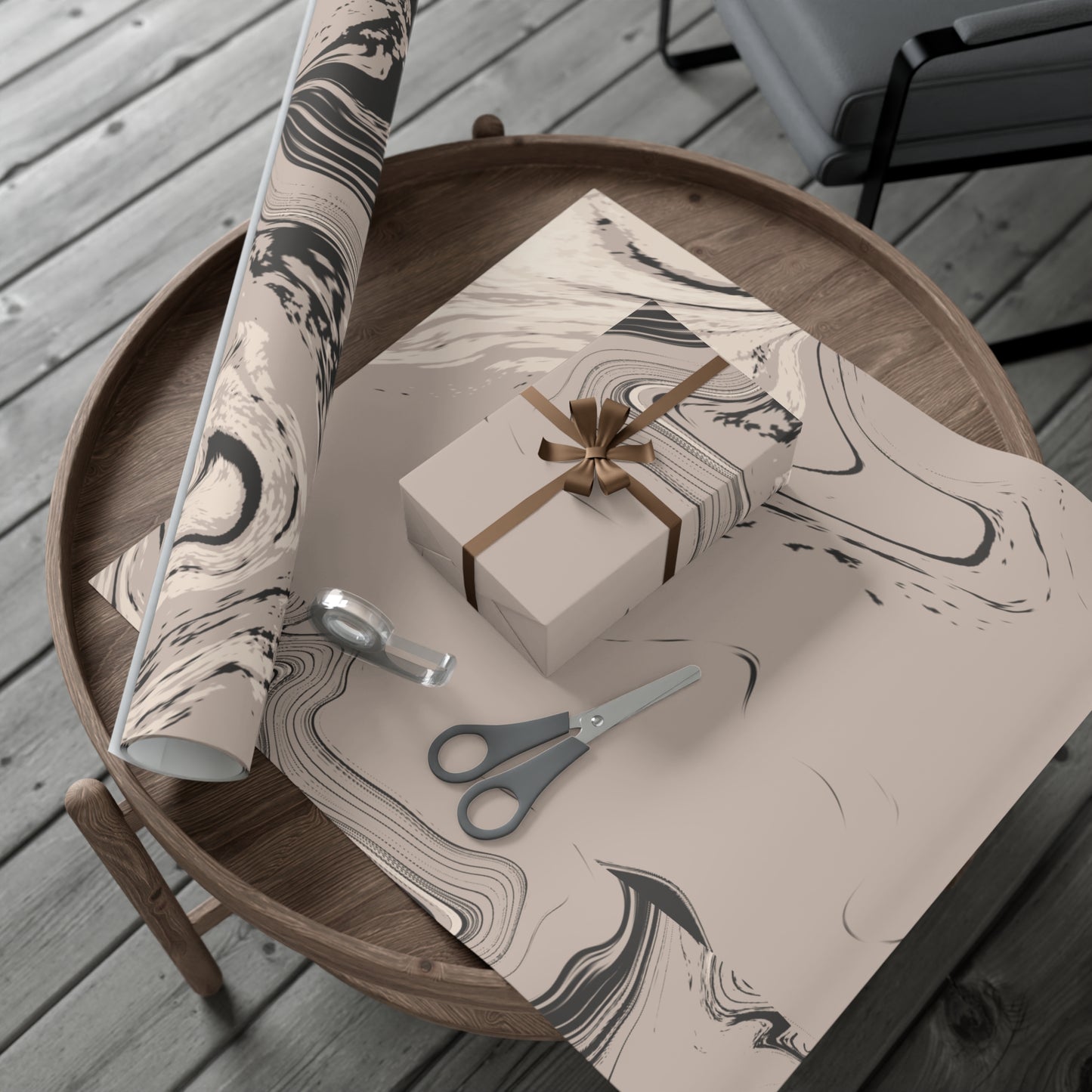 Cream, Grey, and Taupe Marble Gift Wrapping Paper