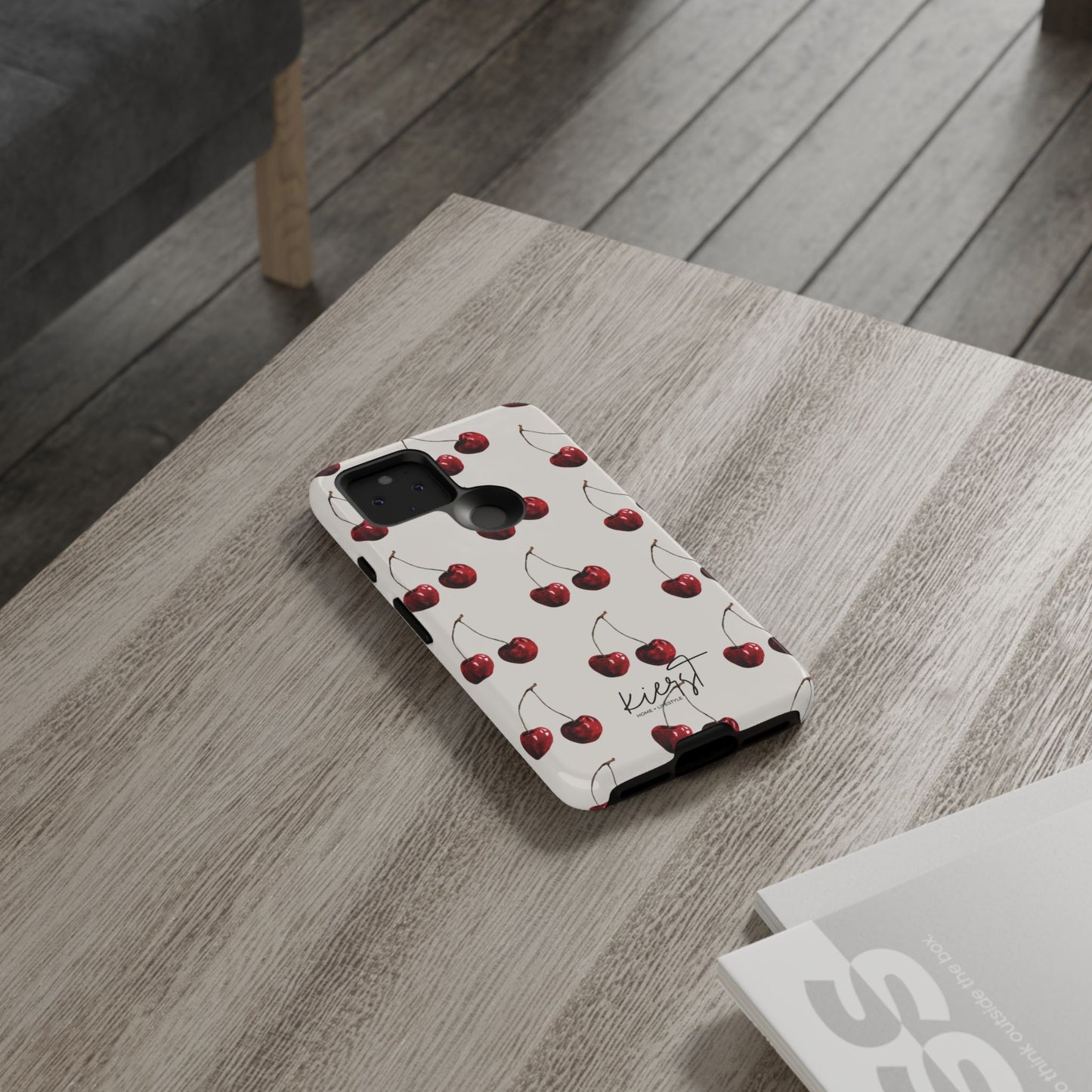 Moody Cherry Stems on White Bone Google Pixel Phone Case
