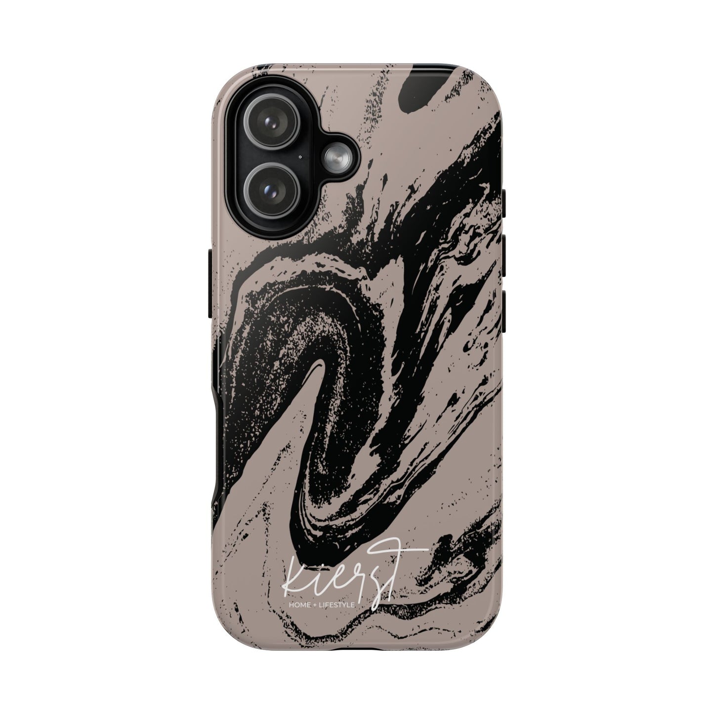 Black Marble on Taupe iPhone Case