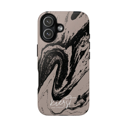 Black Marble on Taupe iPhone Case