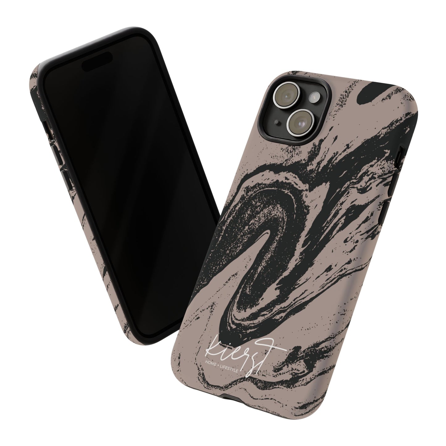 Black Marble on Taupe iPhone Case
