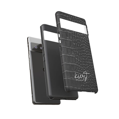 Black Crocodile Print Google Pixel Phone Case