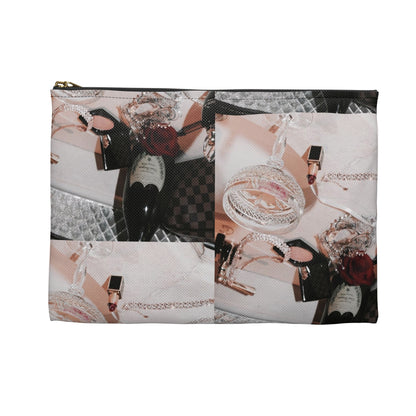 Just A Girl Accessory Pouch – Vintage-Inspired Beauty Flat Zipper Bag