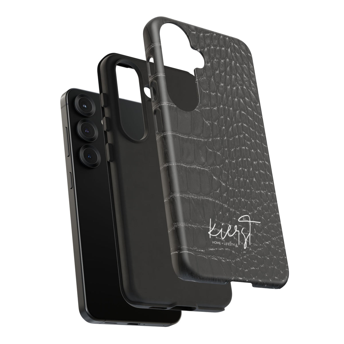 Black Crocodile Print Samsung Galaxy Phone Case