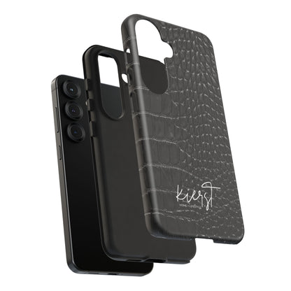 Black Crocodile Print Samsung Galaxy Phone Case