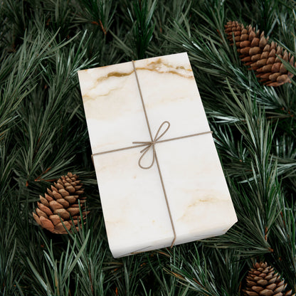 White Cream and Gold Marble Gift Wrapping Paper