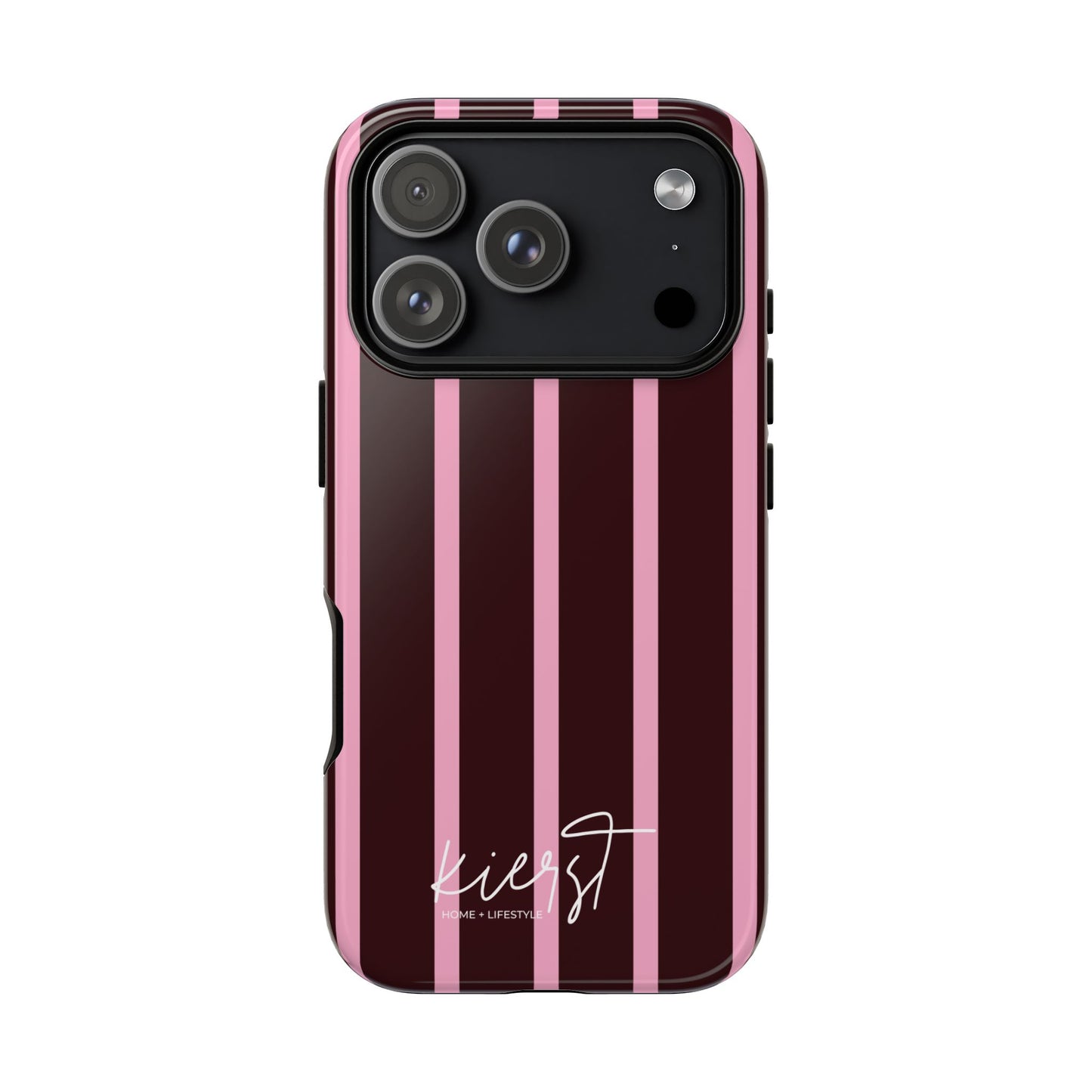 Signature Velvet Noir + Pink Stripes iPhone Case
