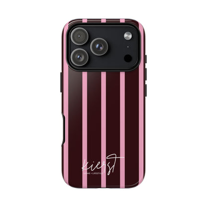Signature Velvet Noir + Pink Stripes iPhone Case