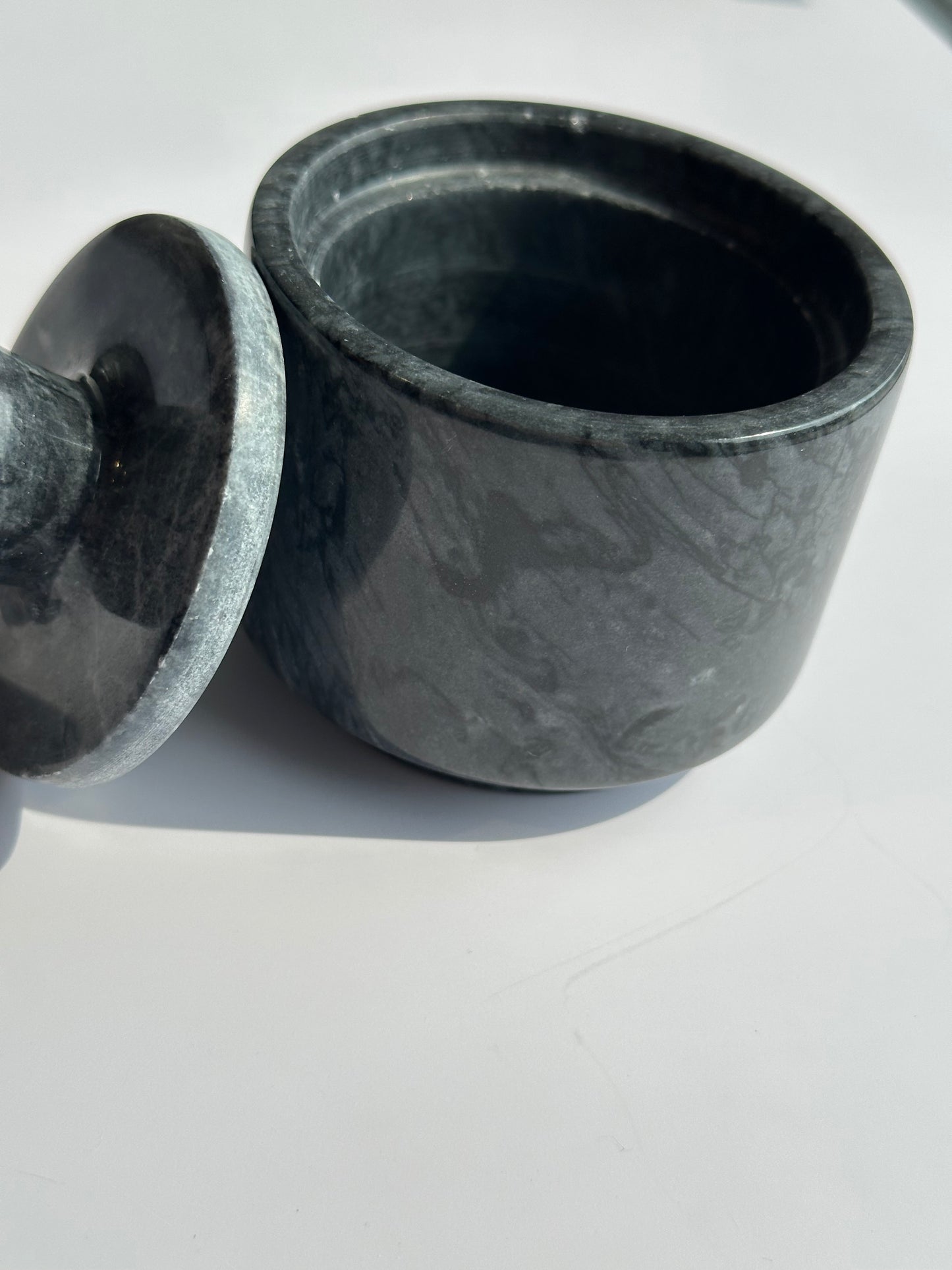 Marble Spice Cellar with Lid | Luxe Kitchen Storage in White and Grey or Black Marble