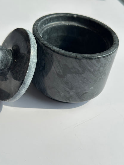 Marble Spice Cellar with Lid | Luxe Kitchen Storage in White and Grey or Black Marble