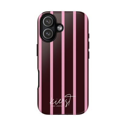 Signature Velvet Noir + Pink Stripes iPhone Case