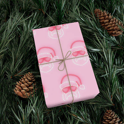 Neon Sign Santa on Pink Wrapping paper