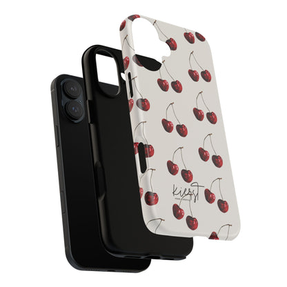 Moody Cherry Stems on White Bone iPhone Case | Timeless Contrast With A Twist of Charm
